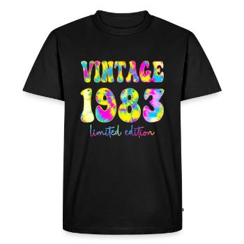Vintage 1983 Limited Edition Tie Dye, Birthday gif - Men's Premium Organic T-Shirt - black - Front - Nico (187cm)