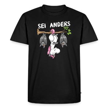 Einhorn Fledermaus Märchen Be Different - Männer Premium Bio T-Shirt - Schwarz - Vorne - Nico (187cm)