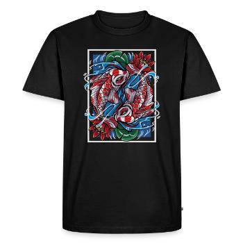 Koi Carpes Poissons japonais - T-shirt Premium bio Homme - noir - Devant - Nico (187cm)