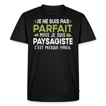 Paysagiste Élagueur Jardin Métier Arbuste Cadeau - T-shirt Premium bio Homme - noir - Devant - Nico (187cm)