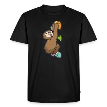 Faultier Bouldern Klettern Boulderer - Männer Premium Bio T-Shirt - Schwarz - Vorne - Nico (187cm)