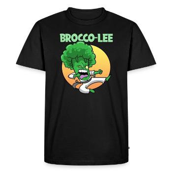 Brocco-Lee Karate Broccoli Vegan Vegetarian - Men's Premium Organic T-Shirt - black - Front - Nico (187cm)