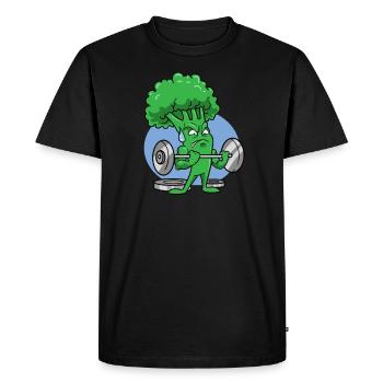 Deadlift Fitness Brocoli Végétalien Végétarien - T-shirt Premium bio Homme - noir - Devant - Nico (187cm)