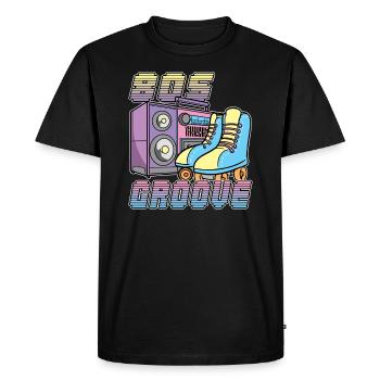 80s Groove Rollerdisco Rollerskates 80s Retro - Men's Premium Organic T-Shirt - black - Front - Nico (187cm)