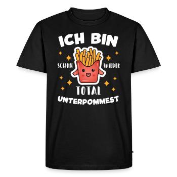 Ich Bin Schon Wieder Total Unterpommest Pommes - Männer Premium Bio T-Shirt - Schwarz - Vorne - Nico (187cm)