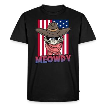 Cowboy Cat Meowdy United States Flag - Men's Premium Organic T-Shirt - black - Front - Nico (187cm)