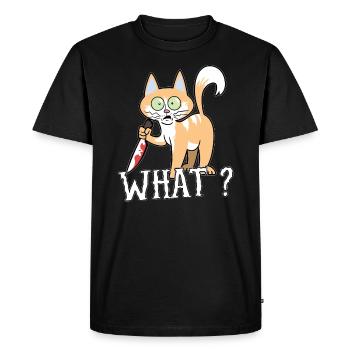 Quoi? Couteau de chat Halloween - T-shirt Premium bio Homme - noir - Devant - Nico (187cm)