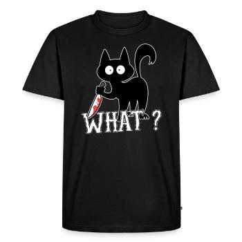 Quoi? Couteau de chat Halloween - T-shirt Premium bio Homme - noir - Devant - Nico (187cm)