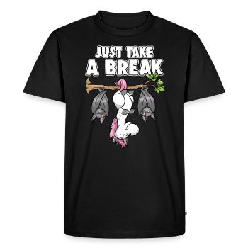 Just Take A Break Unicorn Bat - Men's Premium Organic T-Shirt - black - Front - Nico (187cm)