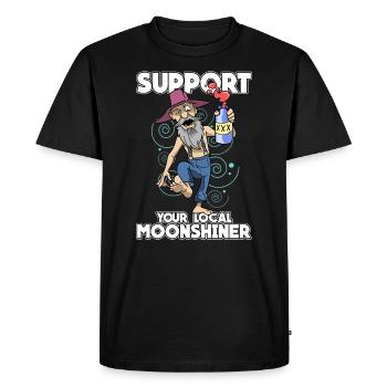 Hinterwäldler Support Your Local Moonshiner - Männer Premium Bio T-Shirt - Schwarz - Vorne - Nico (187cm)