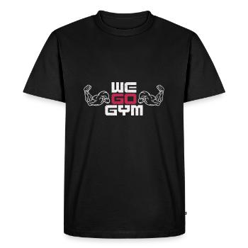 We Go Gym, Bodybuilding, Fitness & Workout - Men's Premium Organic T-Shirt - black - Front - Nico (187cm)