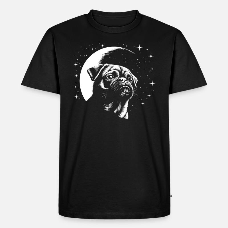 Mops Mond - Männer Premium Bio T-Shirt - Schwarz