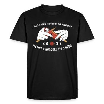 Je sauve du fil piégé dans le tricot de l’atelier de fil - T-shirt Premium bio Homme - noir - Devant - Nico (187cm)