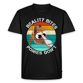 Poneys Disant Drôle LA RÉALITÉ MORD LES PONEYS NE LE FONT PAS - T-shirt Premium bio Homme - noir - Devant - Nico (187cm)