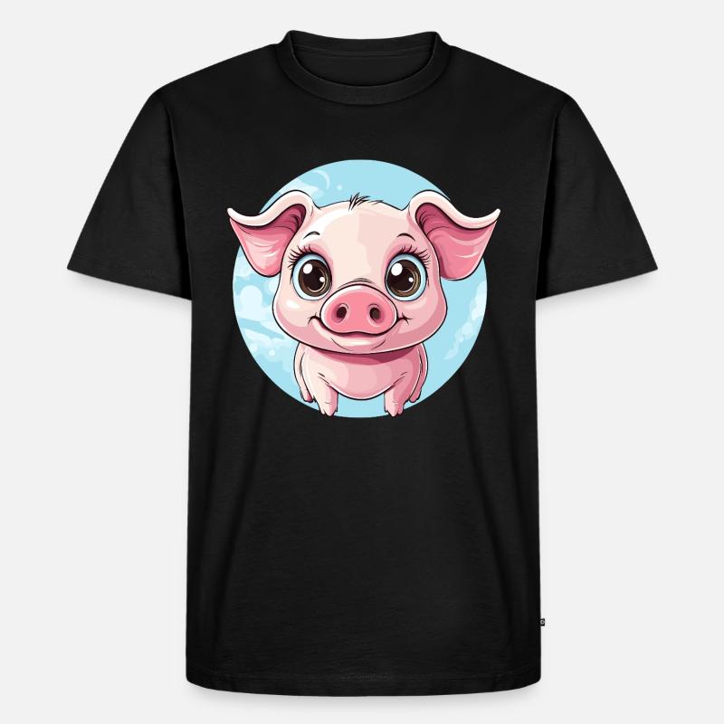 Fröhliches Schweinchen - Männer Premium Bio T-Shirt - Schwarz