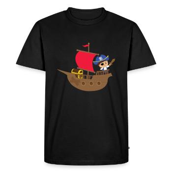 Pirate Ship T-Shirt Gift Idea - Men's Premium Organic T-Shirt - black - Front - Nico (187cm)
