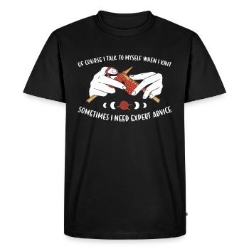 Bien sûr, je me parle quand je tricote - T-shirt Premium bio Homme - noir - Devant - Nico (187cm)