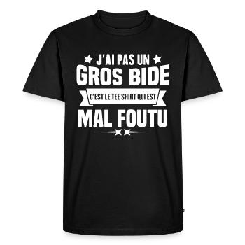 J'ai Pas Un Gros Bide Humour cadeau - T-shirt Premium bio Homme - noir - Devant - Nico (187cm)