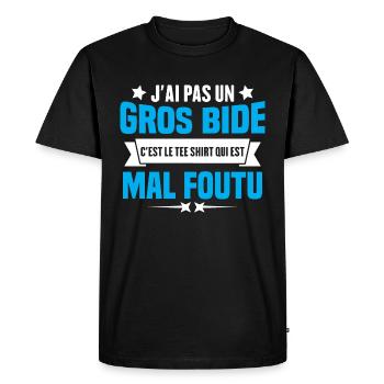 J'ai Pas Un Gros Bide Humour cadeau - T-shirt Premium bio Homme - noir - Devant - Nico (187cm)