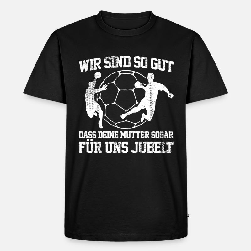 Handball - Mutter - Männer Premium Bio T-Shirt - Schwarz