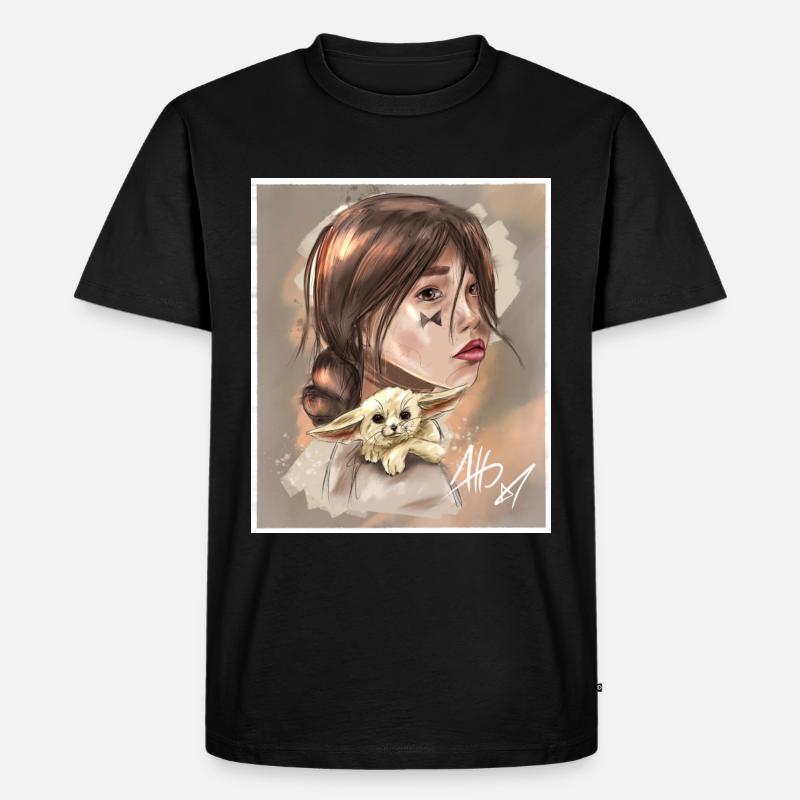 Sand Mädchen - Männer Premium Bio T-Shirt - Schwarz