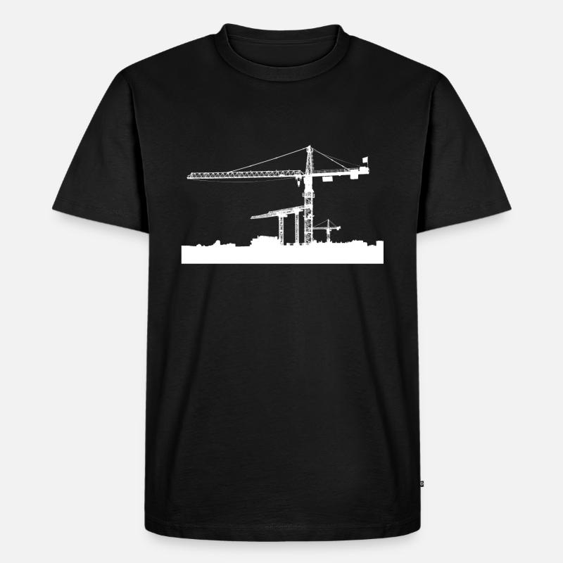 Kran Baustelle - Männer Premium Bio T-Shirt - Schwarz