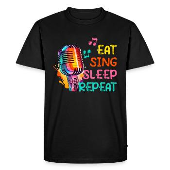 Musik Singen "Eat Sing Sleep Repeat" Gesang Mikro - Männer Premium Bio T-Shirt - Schwarz - Vorne - Nico (187cm)