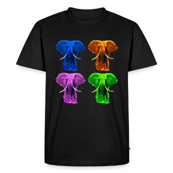 4 éléphants colorés - T-shirt Premium bio Homme - noir - Devant - Nico (187cm)