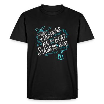Funny What Happens On the Boat Stays On the Boat - Men's Premium Organic T-Shirt - black - Front - Nico (187cm)
