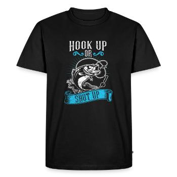 Accrocher pêcheur pêcheur pêcheur sportif pêche poisson - T-shirt Premium bio Homme - noir - Devant - Nico (187cm)