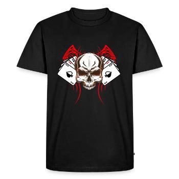 Skull Gambler Texas Hold'em Casino Skull Poker - Men's Premium Organic T-Shirt - black - Front - Nico (187cm)