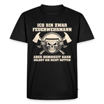 Feuerwehrmann Skull - Männer Premium Bio T-Shirt - Schwarz - Vorne - Nico (187cm)
