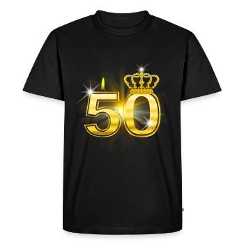 50 - Birthday - Queen - Gold - T-shirt Premium bio Homme - noir - Devant - Nico (187cm)