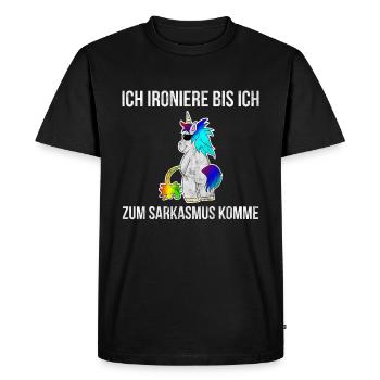 Einhorn Spruch Ironie Lustig Pinkeln Geschenk Geek - Männer Premium Bio T-Shirt - Schwarz - Vorne - Nico (187cm)