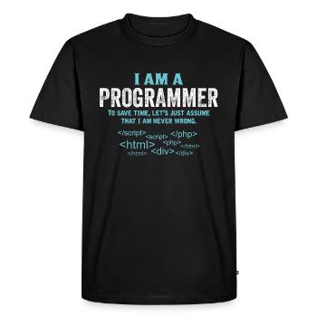 I Am A Programmer... - Men's Premium Organic T-Shirt - black - Front - Nico (187cm)