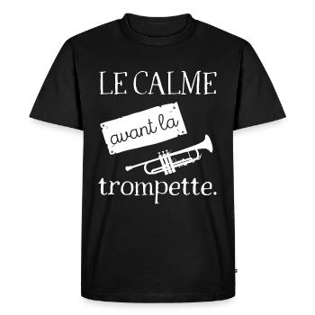 Le calme avant la trompette humourj eu de mots - T-shirt Premium bio Homme - noir - Devant - Nico (187cm)