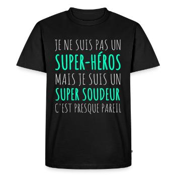 Super soudeur super-héros humour soudure cadeau - T-shirt Premium bio Homme - noir - Devant - Nico (187cm)