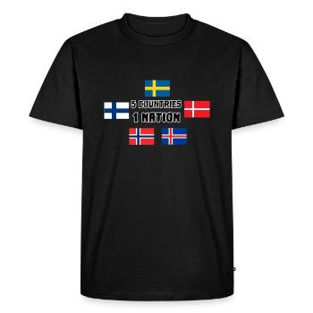 5 countries 1 nation Scandinavia flags gift - Men's Premium Organic T-Shirt - black - Front - Nico (187cm)