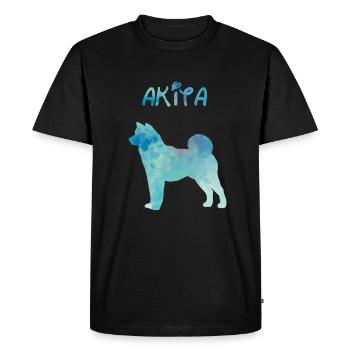 Akita in watercolor - Men's Premium Organic T-Shirt - black - Front - Nico (187cm)