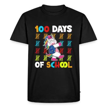 100 Days School Beginners Unicorn Satchel - Men's Premium Organic T-Shirt - black - Front - Nico (187cm)