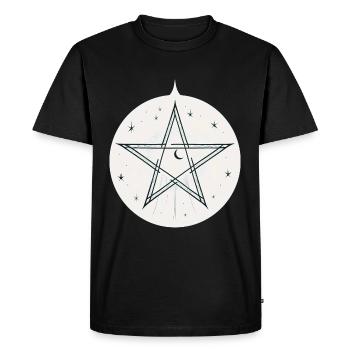 Magic pentagram with stars and moon - Men's Premium Organic T-Shirt - black - Front - Nico (187cm)