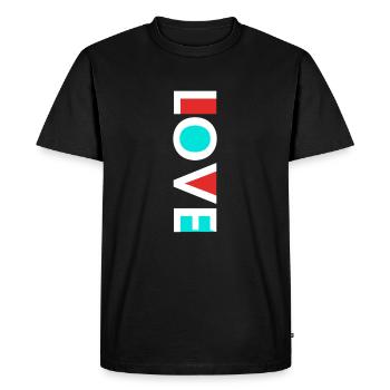 Création de logo Love Text - Blanc - T-shirt Premium bio Homme - noir - Devant - Nico (187cm)