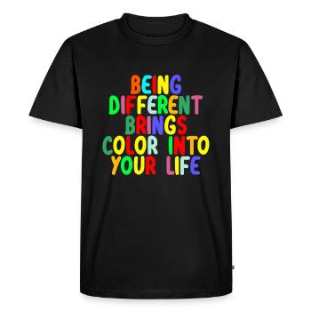 Être différent être soi-même apporter de la couleur à la vie - T-shirt Premium bio Homme - noir - Devant - Nico (187cm)