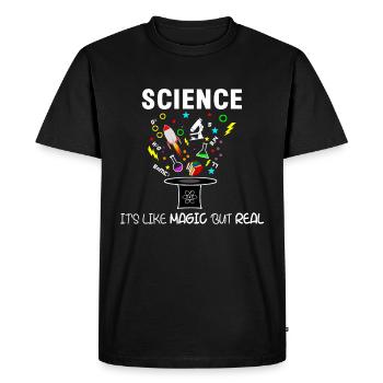 La science est comme la magie mais un vrai scientifique des cadeaux - T-shirt Premium bio Homme - noir - Devant - Nico (187cm)