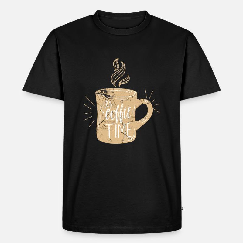 Kaffee - Männer Premium Bio T-Shirt - Schwarz