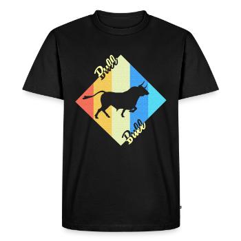 Taureau Bull vache rétro cadeau - T-shirt Premium bio Homme - noir - Devant - Nico (187cm)