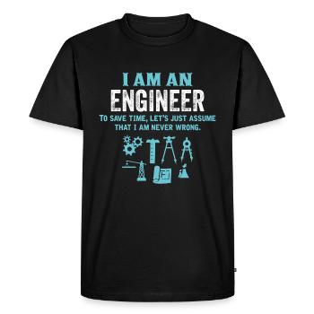 I Am An Engineer... - Men's Premium Organic T-Shirt - black - Front - Nico (187cm)