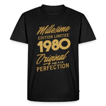 42 ans Millésime 1980 Original Cadeau anniversaire - T-shirt Premium bio Homme - noir - Devant - Nico (187cm)