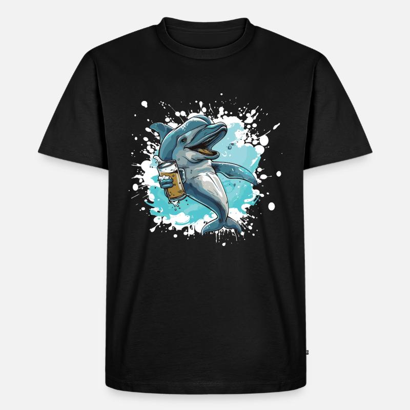 Delfin Bier Lustig - Männer Premium Bio T-Shirt - Schwarz
