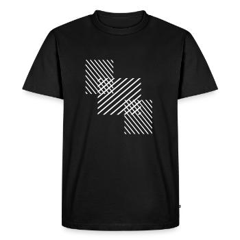 Cool pattern lines shirt with hatching - Men's Premium Organic T-Shirt - black - Front - Nico (187cm)